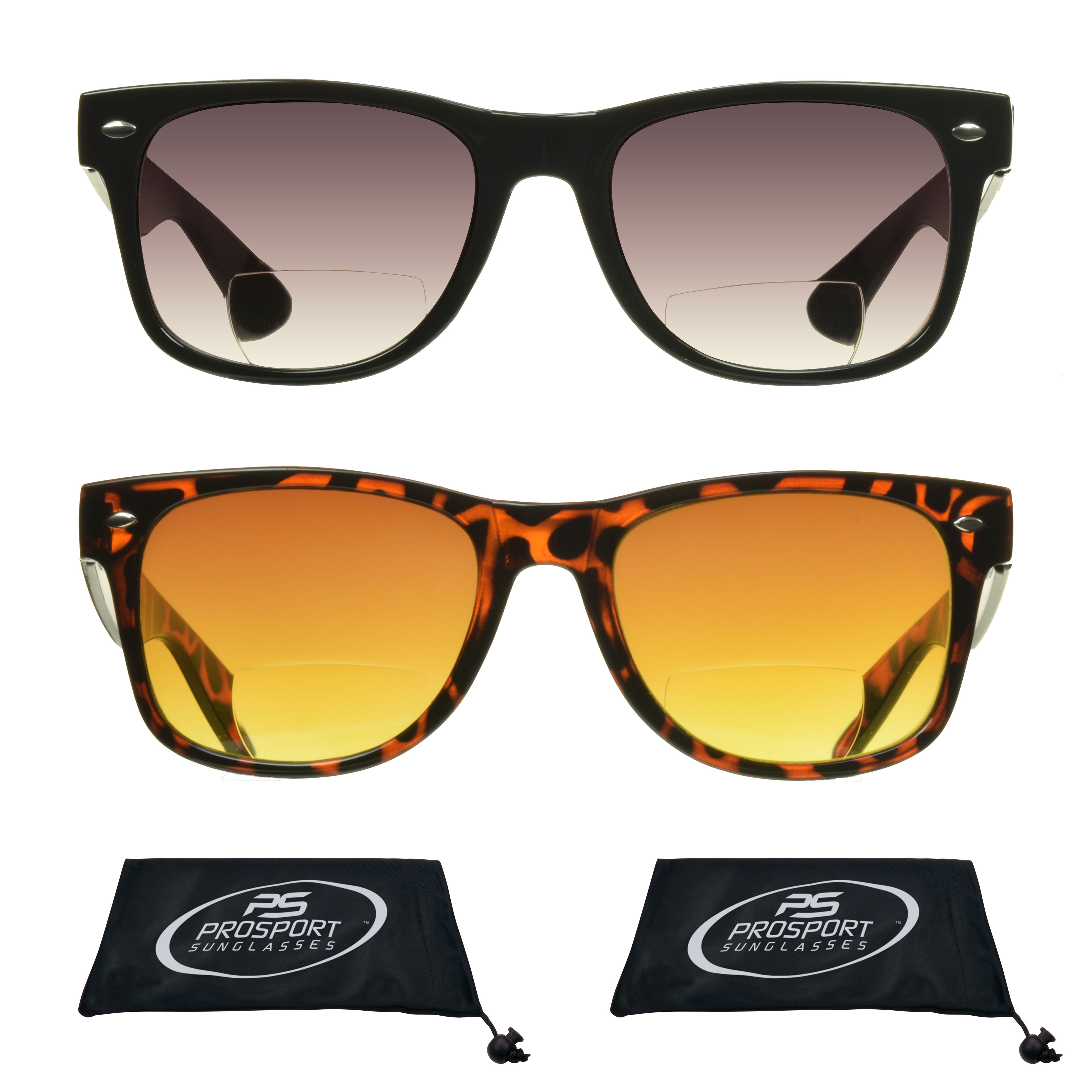 proSPORT BIFOCAL Sunglass Reader Horn Rimmed Men Women Smoke & Blue Light Blocker