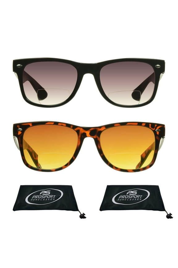 proSPORT BIFOCAL Sunglass Reader Horn Rimmed Men Women Smoke & Blue Light Blocker