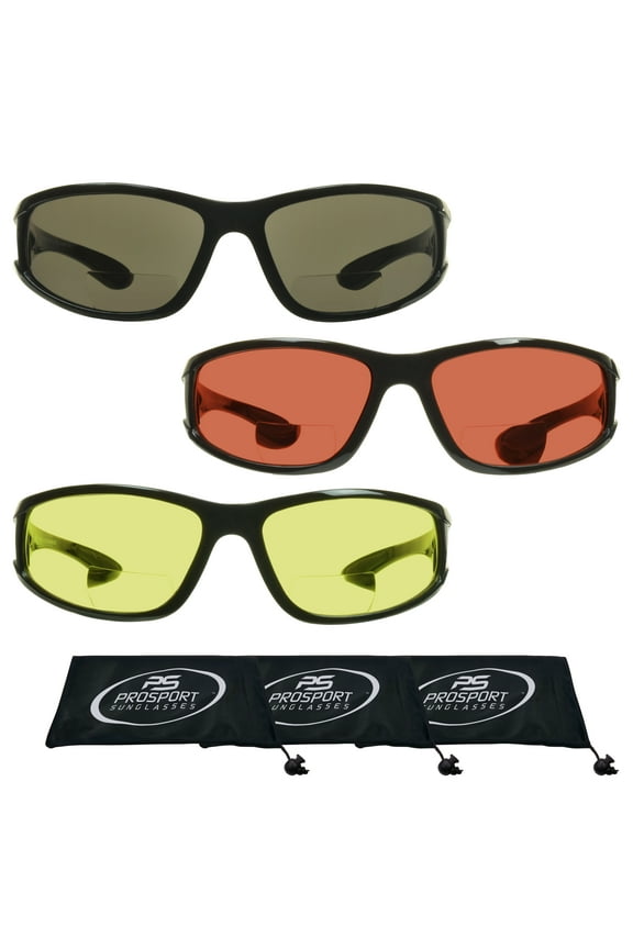 proSPORT BIFOCAL Sunglass Reader Men Women- Gray, Blue Light Blocker HD & Yellow