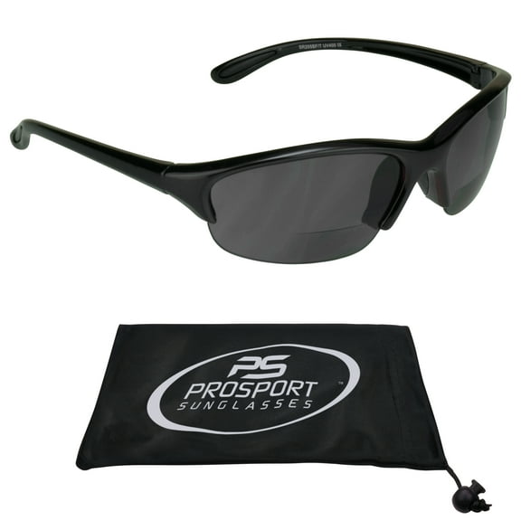 proSPORT Bifocal Reader Sunglasses for Men & Women | Semi Rimless ANSI Z87 Safety Rated Protective Sunglasses|Black Smoke