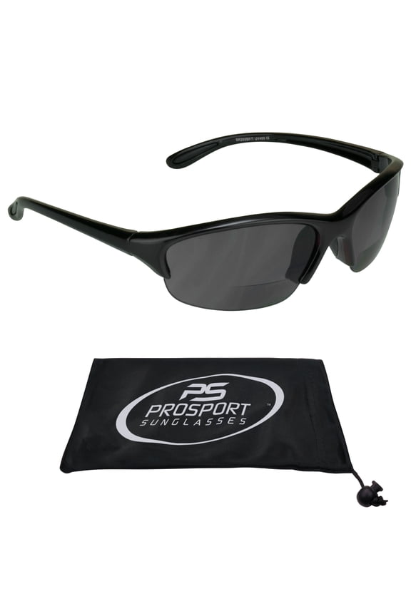 proSPORT Bifocal Reader Sunglasses for Men & Women | Semi Rimless ANSI Z87 Safety Rated Protective Sunglasses|Black Smoke