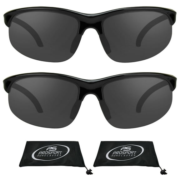 proSPORT BIFOCAL Sunglass Readers Sport Wrap Men Women Gray 2 Pairs