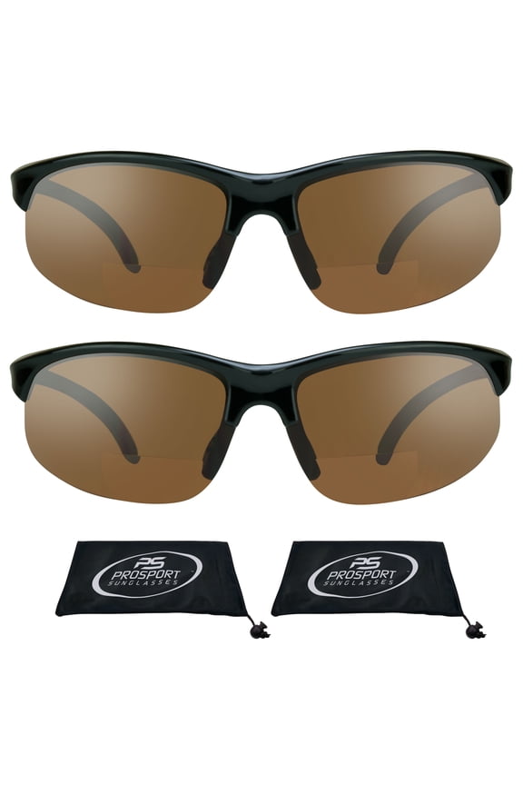 proSPORT BIFOCAL Sunglass Sun Readers Men Women Sport Wrap Gray HD 2 Pairs