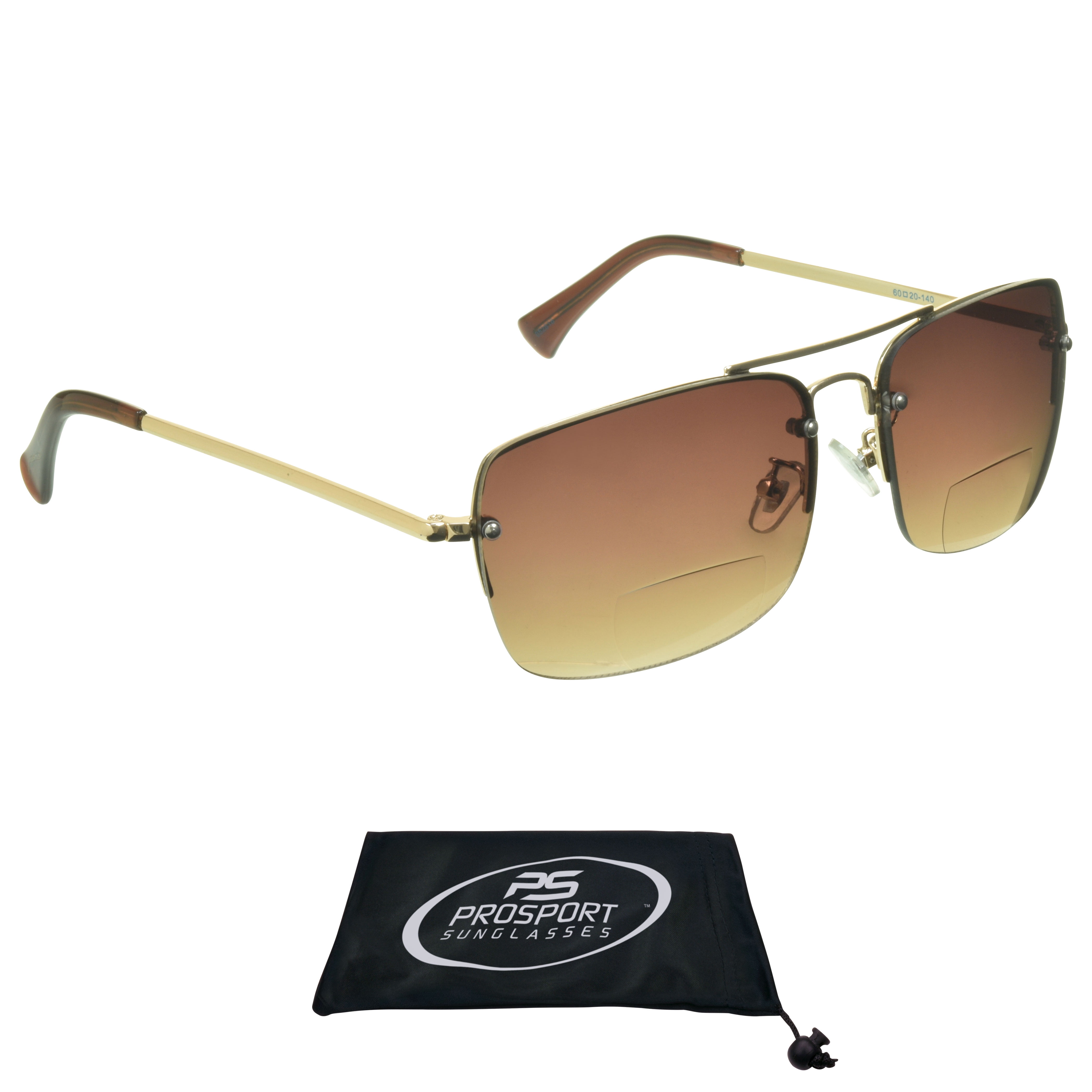 proSPORT Bifocal Aviator Reading Sunglass Reader Men Women Gradient Brown Lens