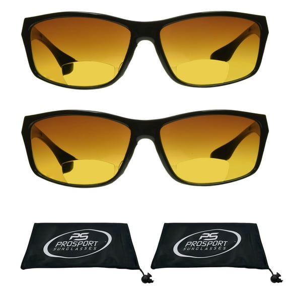 proSPORT Bifocal Blue Light Blocking Reader Sunglass HD Amber Men Women 2 Pairs