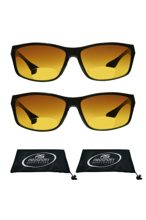proSPORT Bifocal Blue Light Blocking Reader Sunglass HD Amber Men Women 2 Pairs
