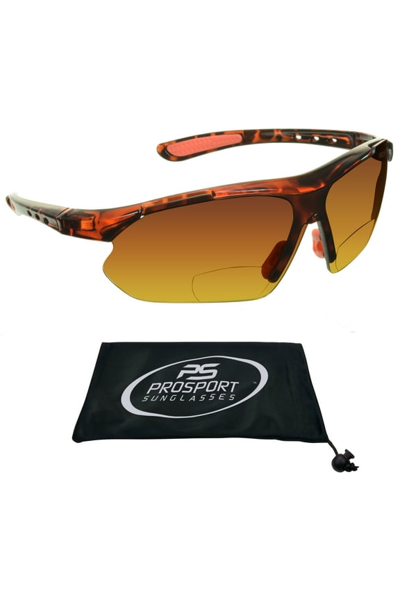 proSPORT Bifocal Reading Sunglass Readers. HD Vision with Semi Rimless Wraparound Frame for Cycling, Running, Fishing, Golf and Driving.