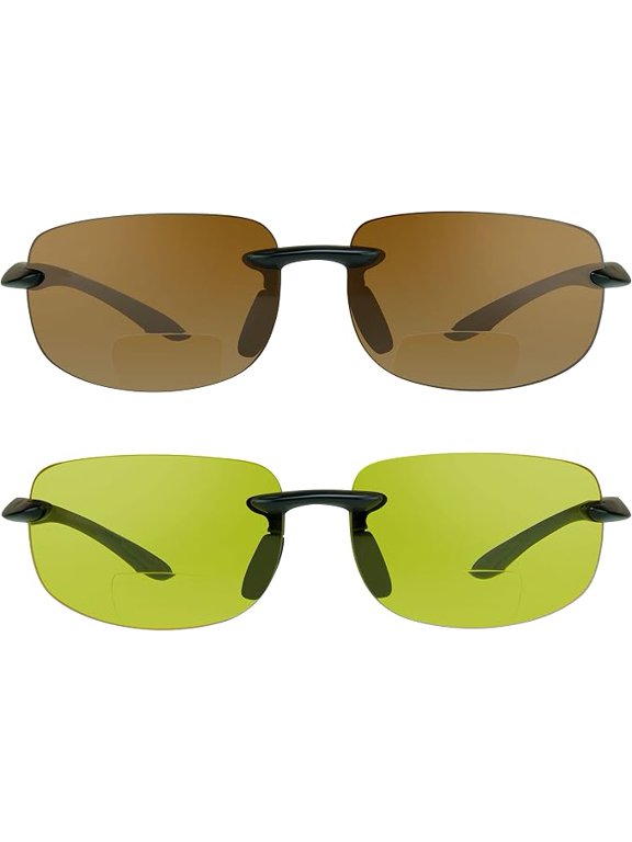 proSPORT Bifocal Reading Sunglasses for Men & Women, Wrap Sport Reader, Lightweight, Brown Lenses, UV Protection