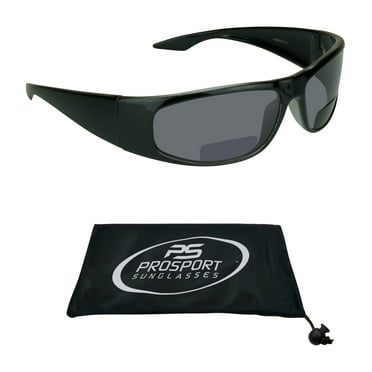 proSPORT Bifocal Sun Reader Wrap Around Men Women Black Frame Gray Lens
