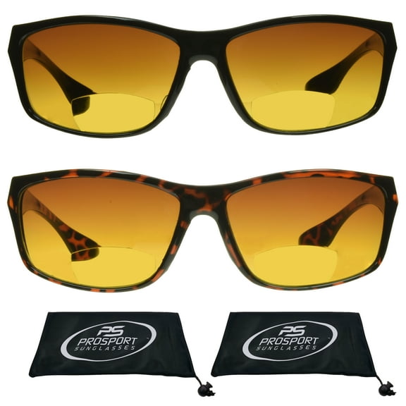 proSPORT Bifocal Sunglass Reader HD Blue Light Block Amber High Definition 2 Pairs