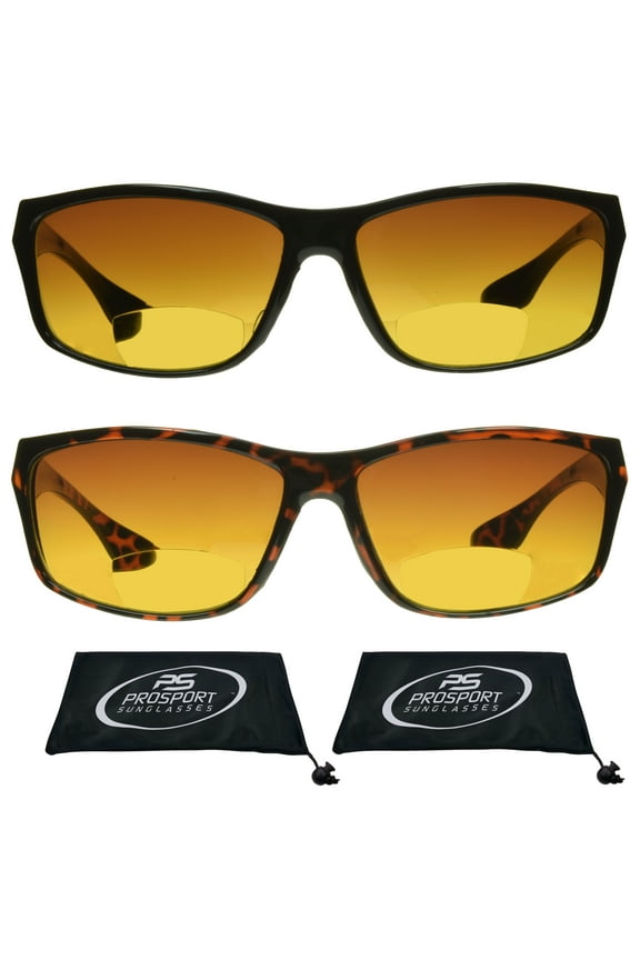 proSPORT Bifocal Sunglass Readers – HD Vision Black and Tortoise Frame, Blue Light Blocking, UV Protection