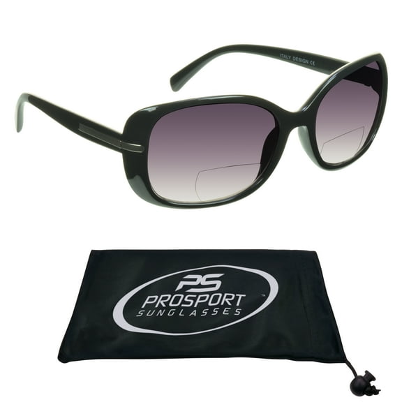 proSPORT Bifocal Women Reading Sunglass Oversized Reader Black Frame