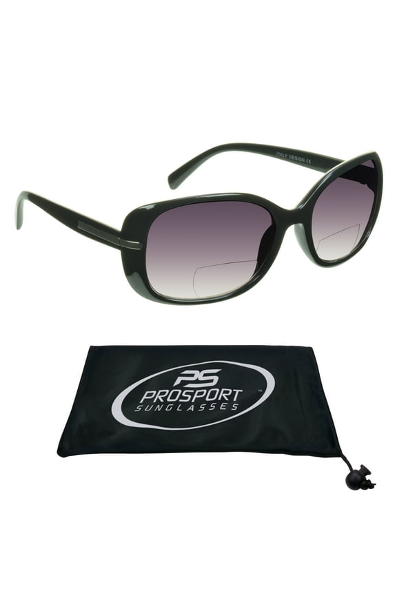 proSPORT Bifocal Women Reading Sunglass Oversized Reader Black Frame