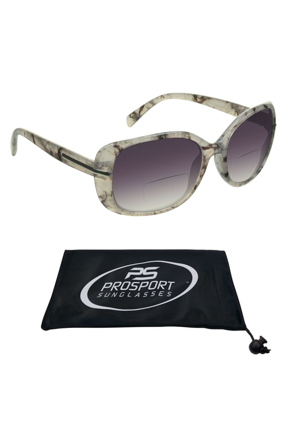 proSPORT Bifocal Women Reading Sunglass Oversized Reader Marble White Frame