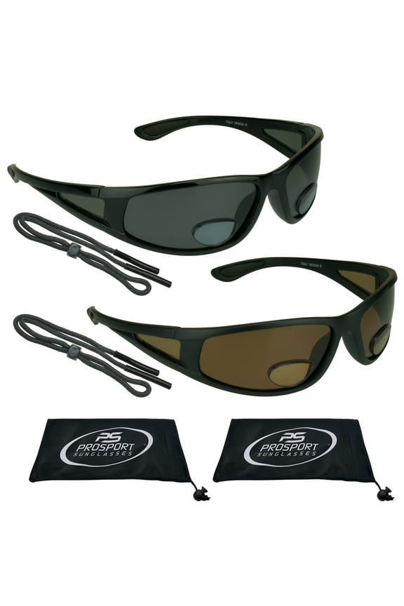 proSPORT Fishing Polarized BIFOCAL Sunglass Readers Shields Men Women Gray & Brown