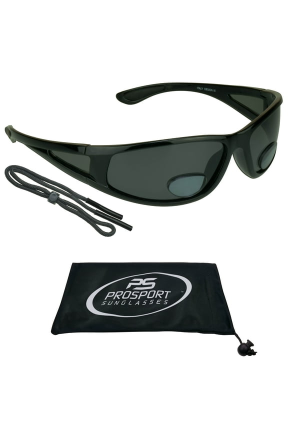 proSPORT Fishing Polarized Bifocal Shield Sunglass Readers Wrap Around Gray Unisex
