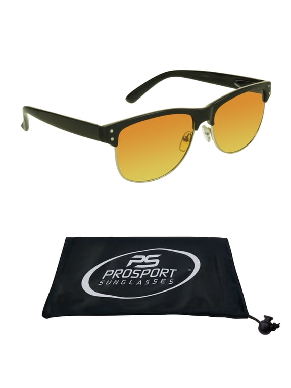 proSPORT Hd Blue Light Blocking Sunglass Men Women High Definition Amber Lens Black Metal Frame