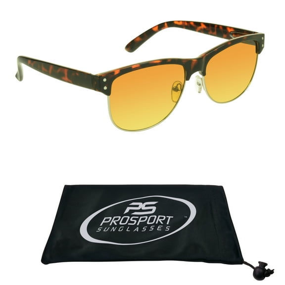 proSPORT Hd Blue Light Blocking Sunglass Men Women High Definition Amber Lens Tortoise Metal Frame