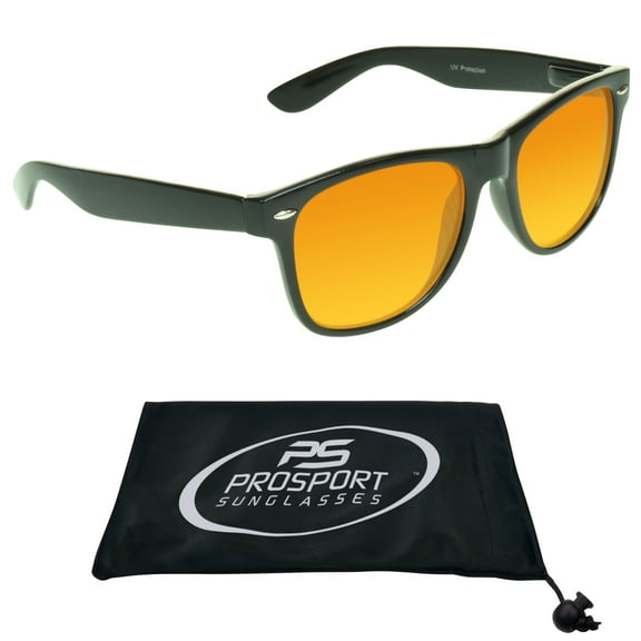 proSPORT Horned Rim Sunglass Classic Blue Light Blocker HD Amber Black Men Women