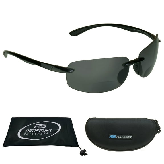 proSPORT POLARIZED Bifocal Rimless Sunglass Wrap Around Gray Men Women