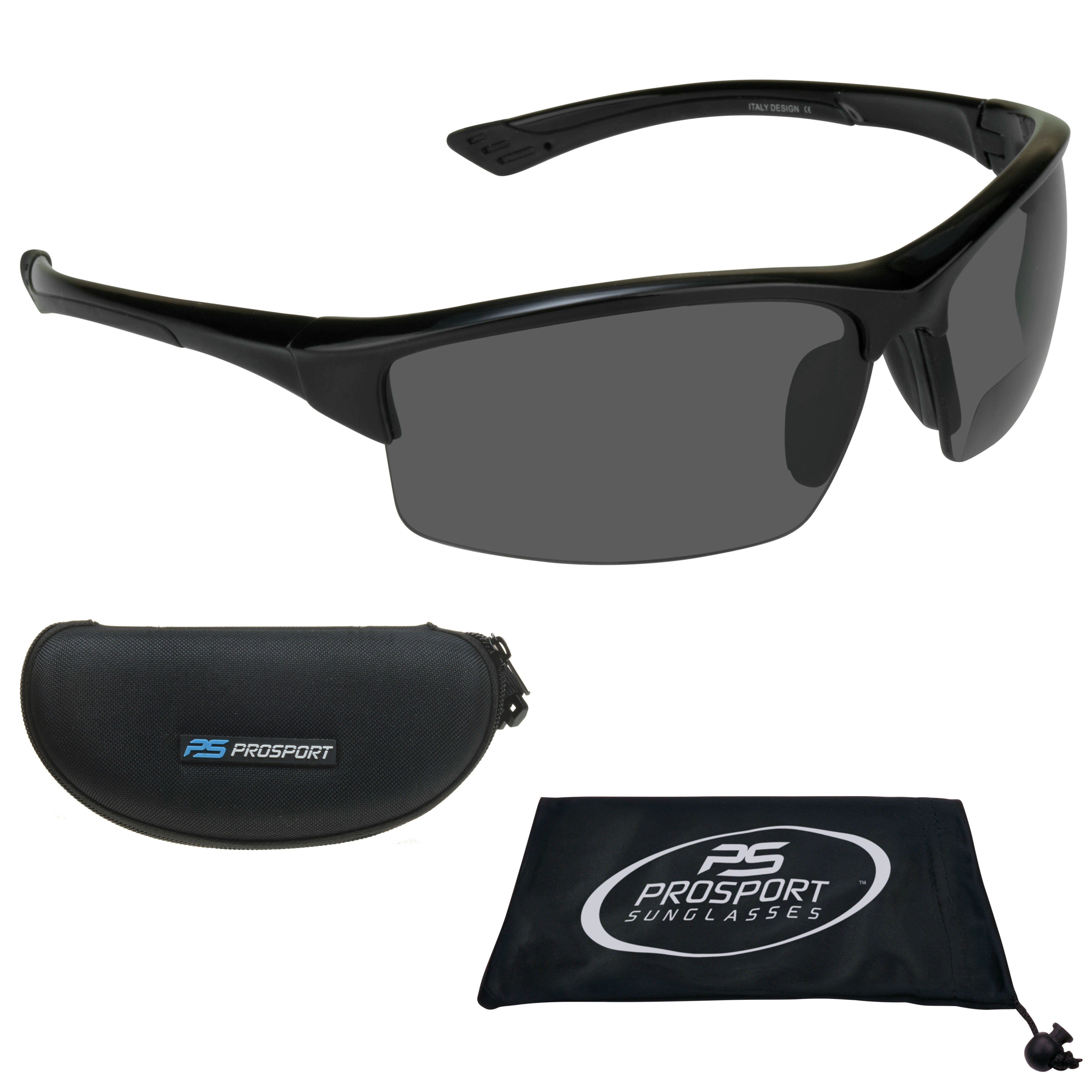 proSPORT Polarized Bifocal Sunglass Reader Men Women w/ Case & Retainer