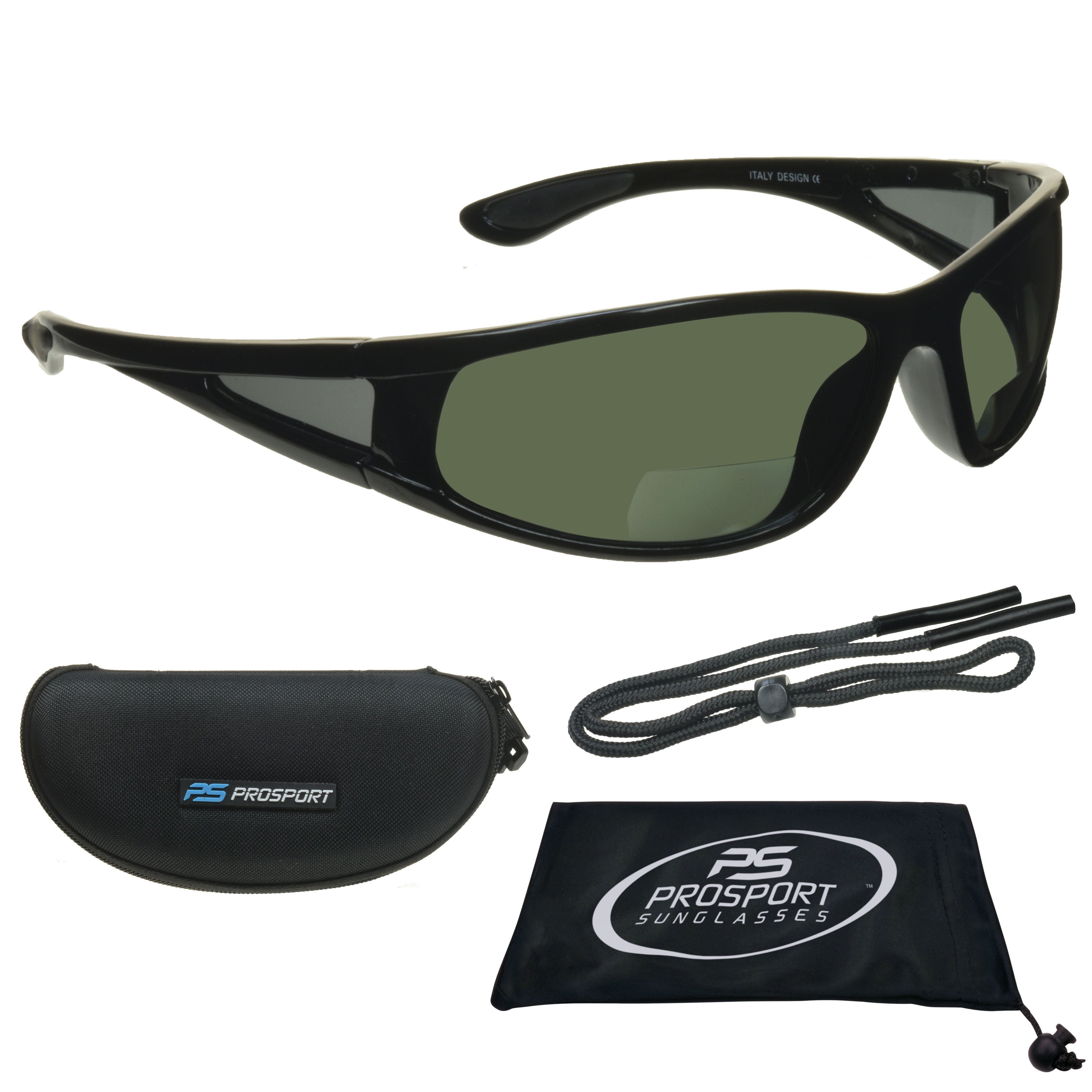proSPORT Polarized Bifocal Sunglasses Wrap Around Side Shield for Men Women