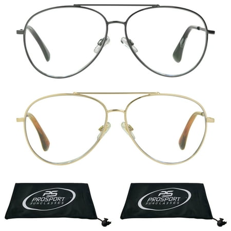 proSPORT Progressive Multifocal 2 Pairs of Reading Glasses Aviator +2.00 Gunmetal Frame