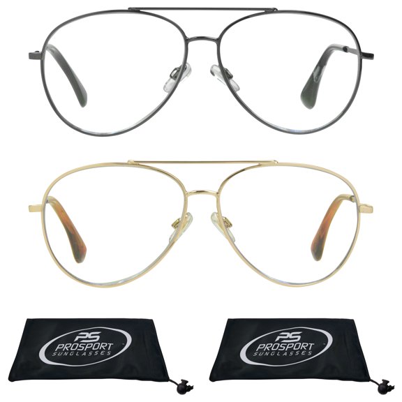 proSPORT Progressive Multifocal 2 Pairs of Reading Glasses Aviator +2.50 Gunmetal Frame