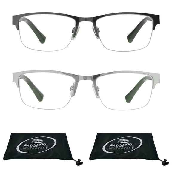 proSPORT Progressive Multifocal 2 Pairs of Reading Glasses Rectangular +1.00 Gunmetal & Silver Frame