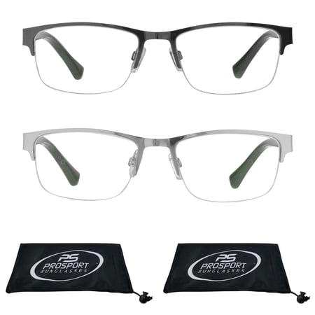 proSPORT Progressive Multifocal 2 Pairs of Reading Glasses Rectangular +2.00 Gunmetal & Silver Frame