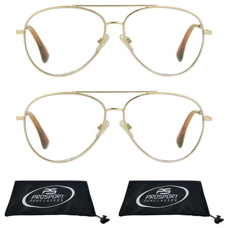 proSPORT Progressive Multifocal Reading Glasses Aviator +2.00 2 Pairs of Gold Frame