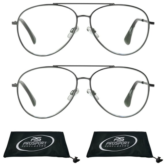 proSPORT Progressive Multifocal Reading Glasses Aviator +2.00 2 Pairs of Gunmetal Frame