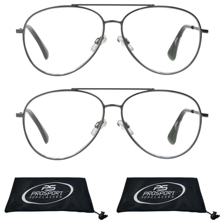 proSPORT Progressive Multifocal Reading Glasses Aviator +2.50 2 Pairs of Gunmetal Frame
