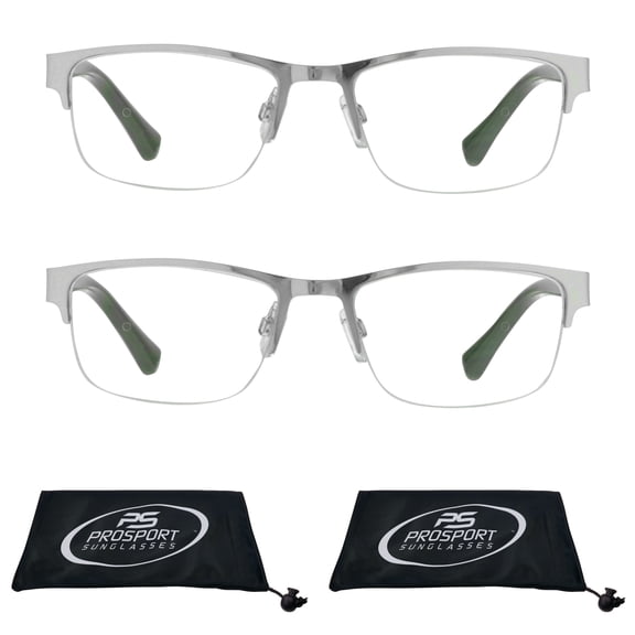 proSPORT Progressive Multifocal Reading Glasses Rectangular +2.00 2 Pairs of Silver Frame