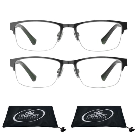 proSPORT Progressive Multifocal Reading Glasses Rectangular +2.75 2 Pairs of Gunmetal Frame