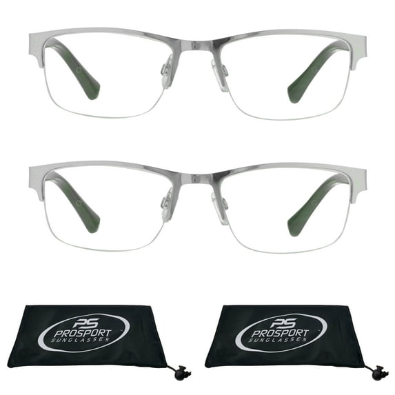 proSPORT Progressive Multifocal Reading Glasses Rectangular +2.75 2 Pairs of Silver Frame