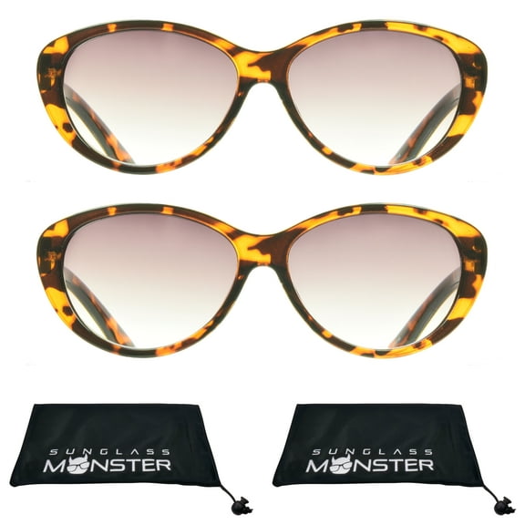 proSPORT Reading Sunglass Reader CatEye Tortoise 2 Pairs Women NOT BIFOCAL