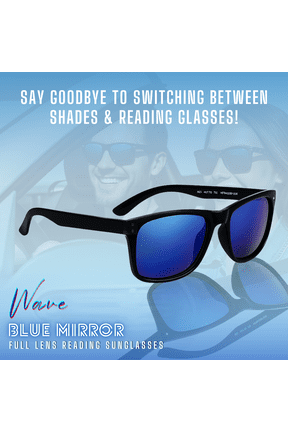 proSPORT Reading Sunglass Reader Horn Rimmed Browline Blue Mirror Men Women Black NOT BIFOCAL