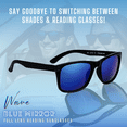 thumbnail image 1 of proSPORT Reading Sunglass Reader Horn Rimmed Browline Blue Mirrored Men Women NOT BIFOCAL, 1 of 5