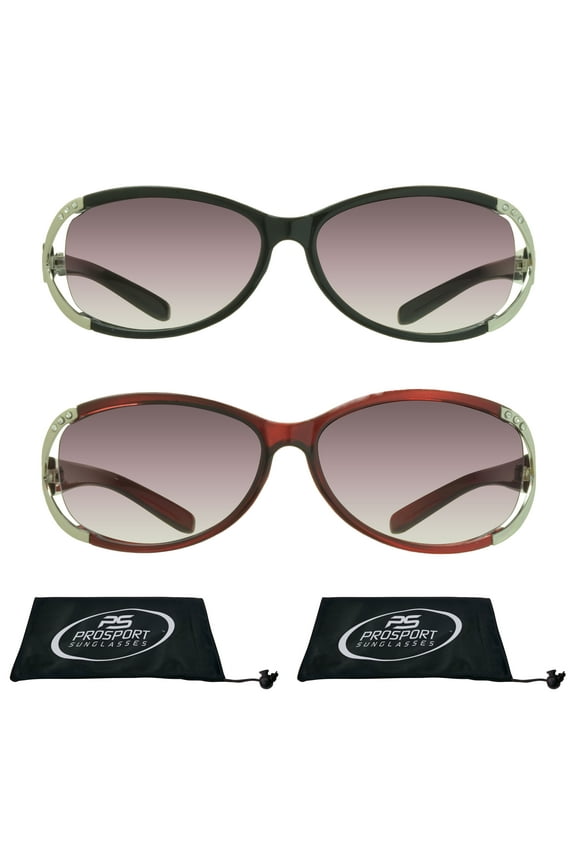proSPORT Reading Sunglass Reader Light Tinted Women Black & Red NOT BIFOCAL