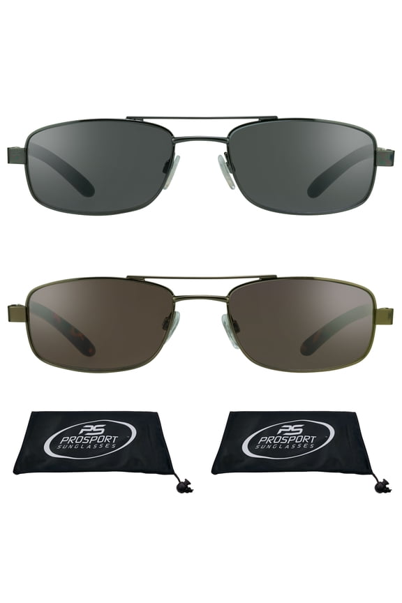 proSPORT Reading Sunglass Reader Square Aviator Smoke & Brown Lenses NOT BIFOCAL