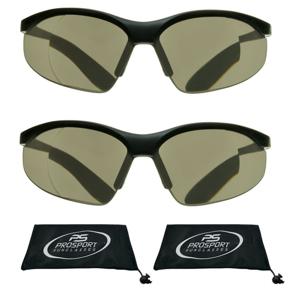 proSPORT Safety Readers Reading Glasses Wrap Men Women Black 2 Pairs NOT BIFOCAL