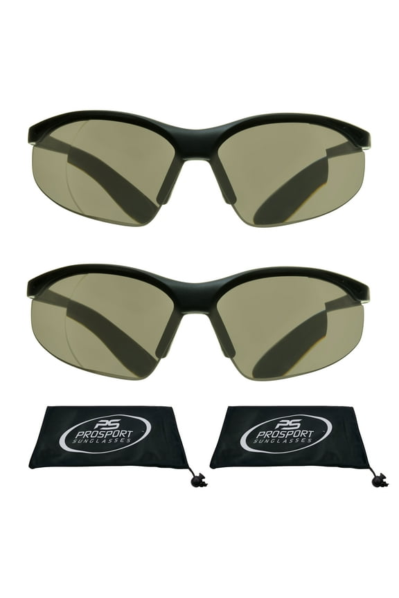 proSPORT Safety Readers Reading Glasses Wrap Men Women Black 2 Pairs NOT BIFOCAL