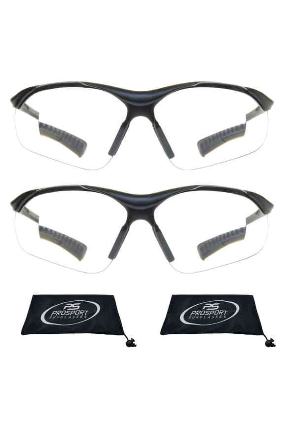 proSPORT Safety Readers Reading Glasses Wrap Men Women Clear 2 Pairs NOT BIFOCAL