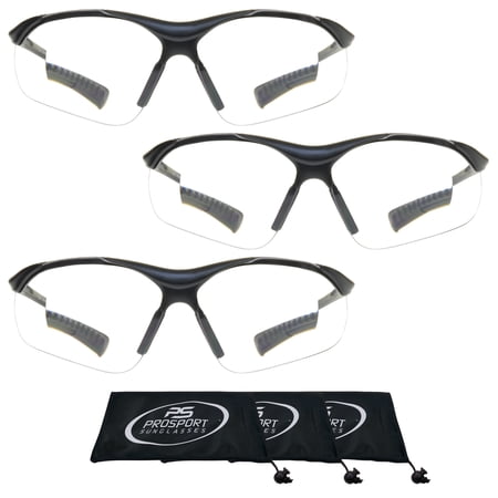 proSPORT Safety Readers Reading Glasses Wrap Men Women Clear 3 Pairs NOT BIFOCAL