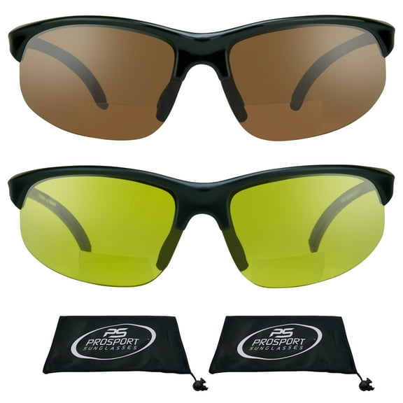 proSPORT Sunglasses BIFOCAL Sunglass Sun Readers Sport Semi-Rimless Men Women HD & Yellow