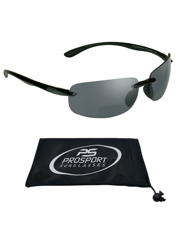 POLARIZED Bifocal Rimless Sunglass Wrap Around Gray Men Women