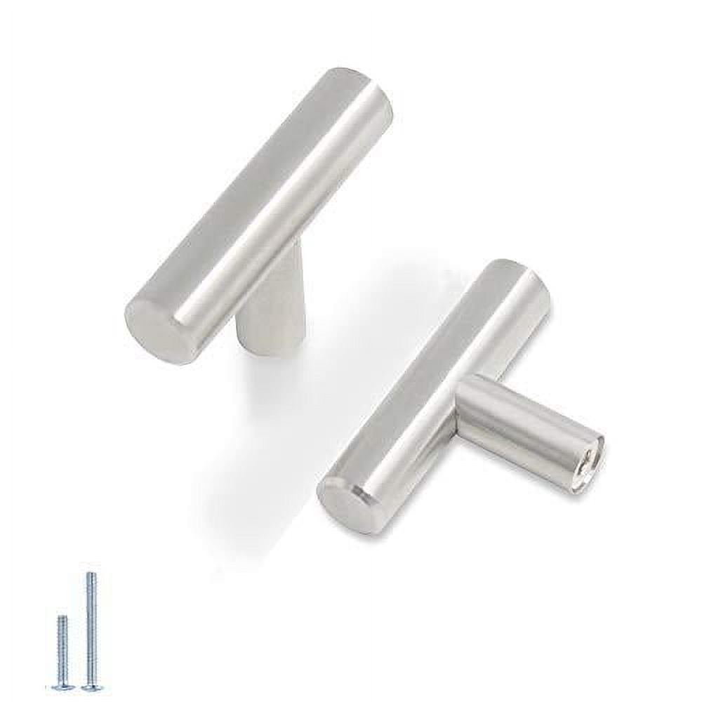 probrico (50 pack) satin nickel cabinet knobs, 2 inches length stainless steel round t bar cabinet pulls