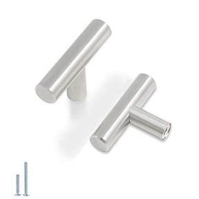 probrico (50 pack) satin nickel cabinet knobs, 2 inches length stainless steel round t bar cabinet pulls