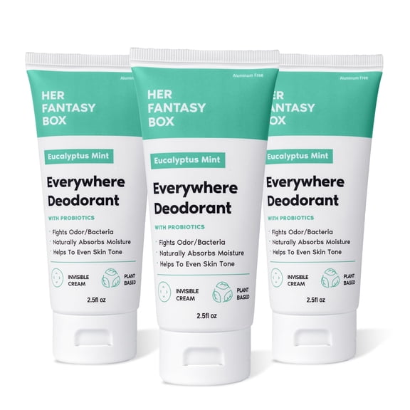 Everywhere Deodorant with Probiotics - Mint Scent | Aluminum-Free, Naturally Absorbs Moisture | Fights Odor & Bacteria | Skin-Improving Formula - 3 Pack